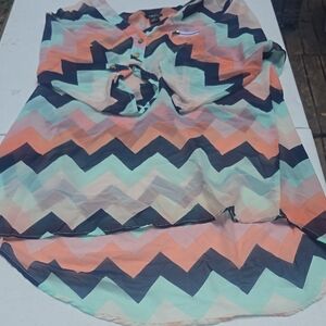 rue21 Chevron Button-Front Blouse in Coral, Mint & Navy